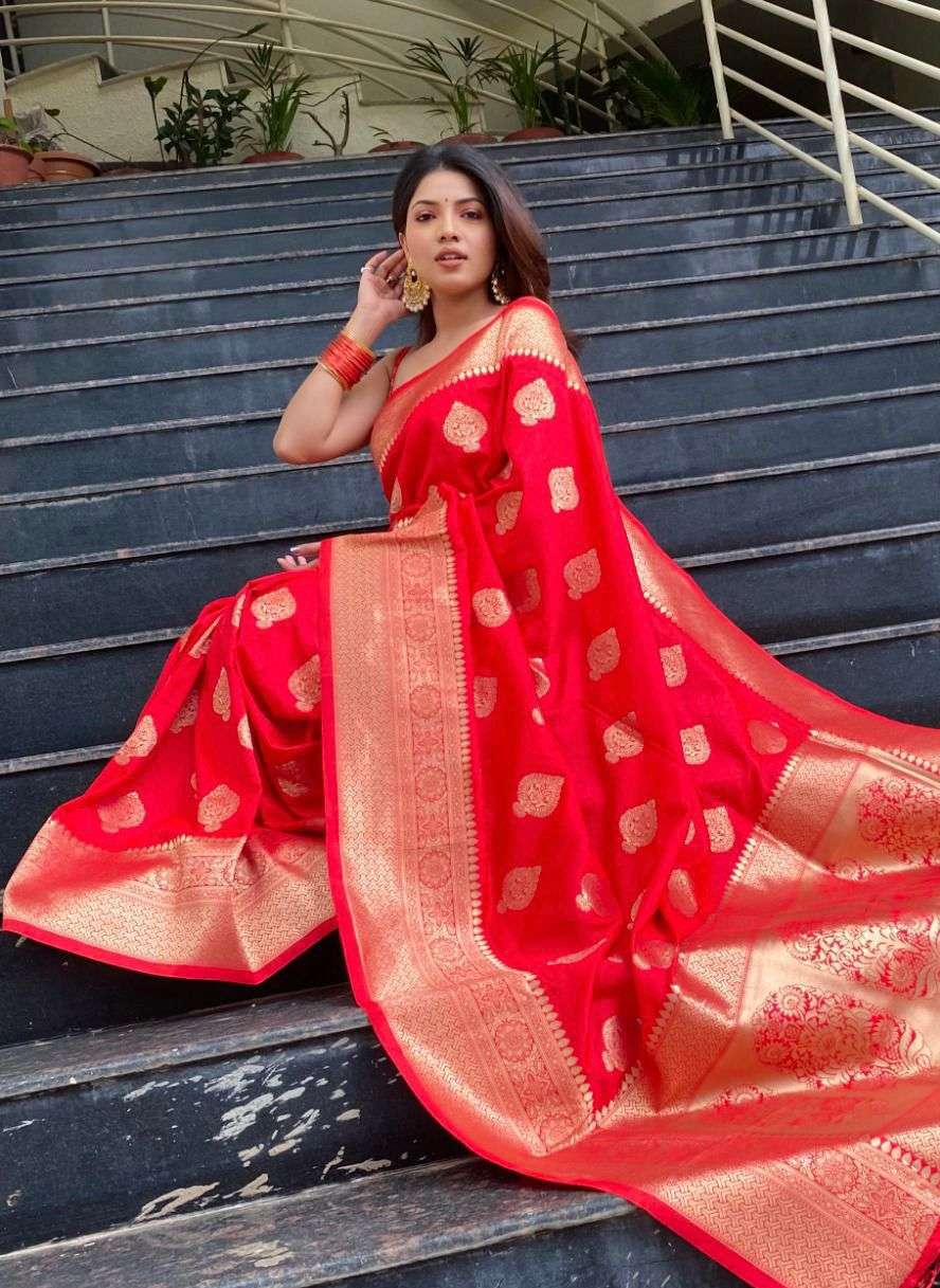 Mf 1610 Soft Lichi Silk Weaving design saree