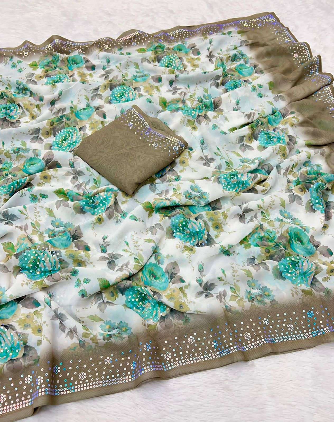 Orchid Georgette fabric Digital printed saree