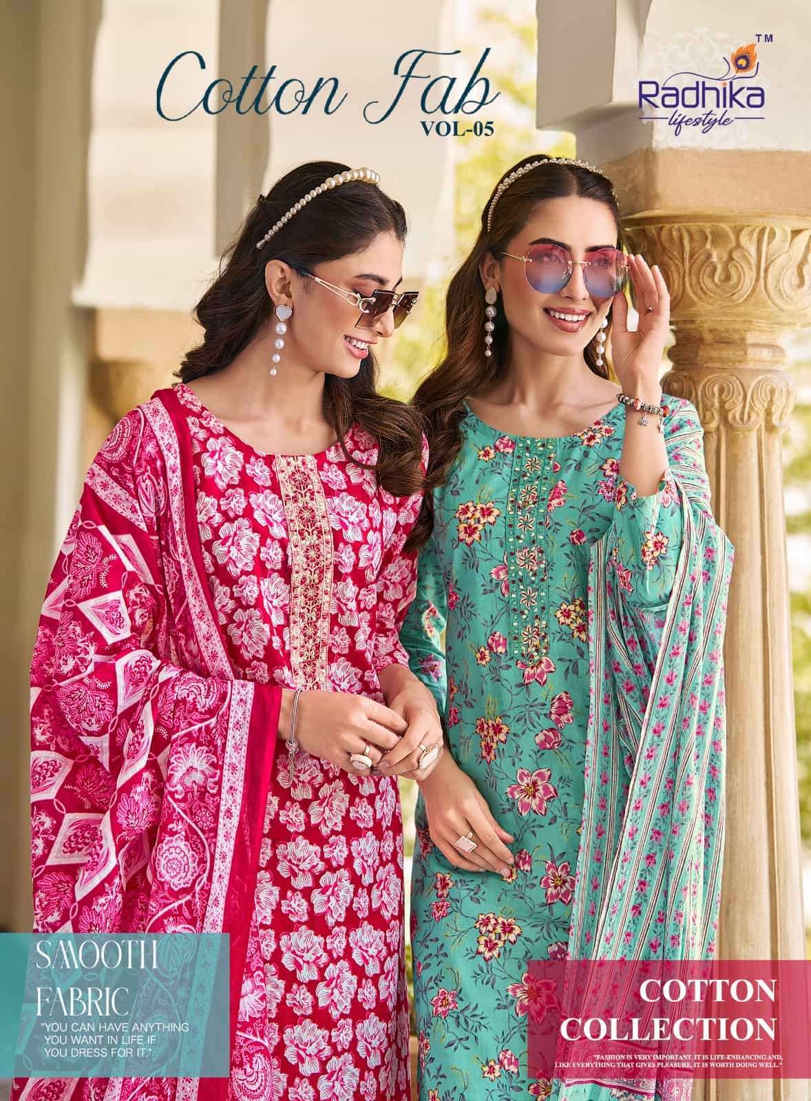 RADHIKA LIFESTYLE COTTON FAB VOL 15 COTTON STRAIGHT KURTI PANT SUIT WHOLESALE