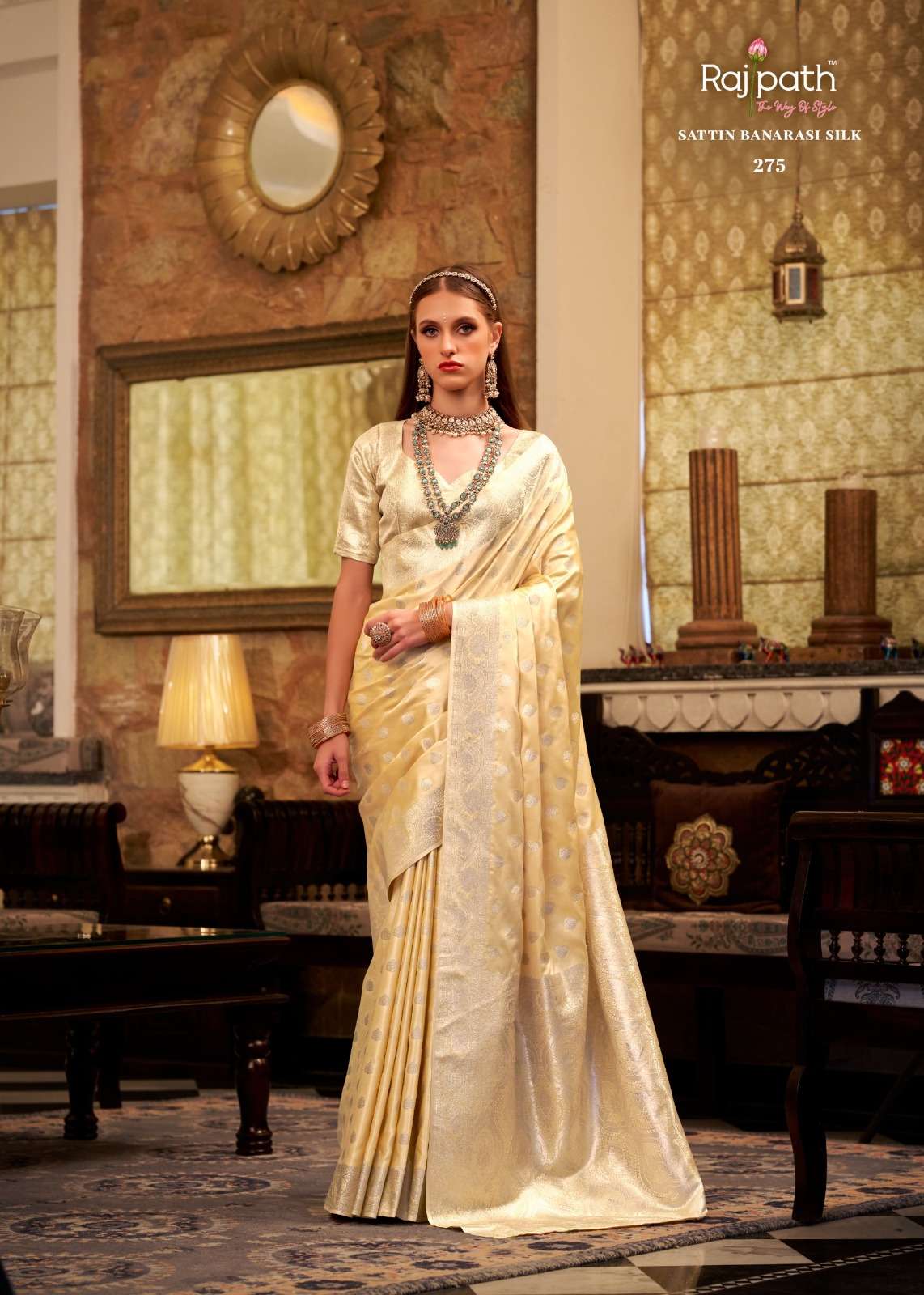 Rajpath shella gold Tissue silk weaving design saree 