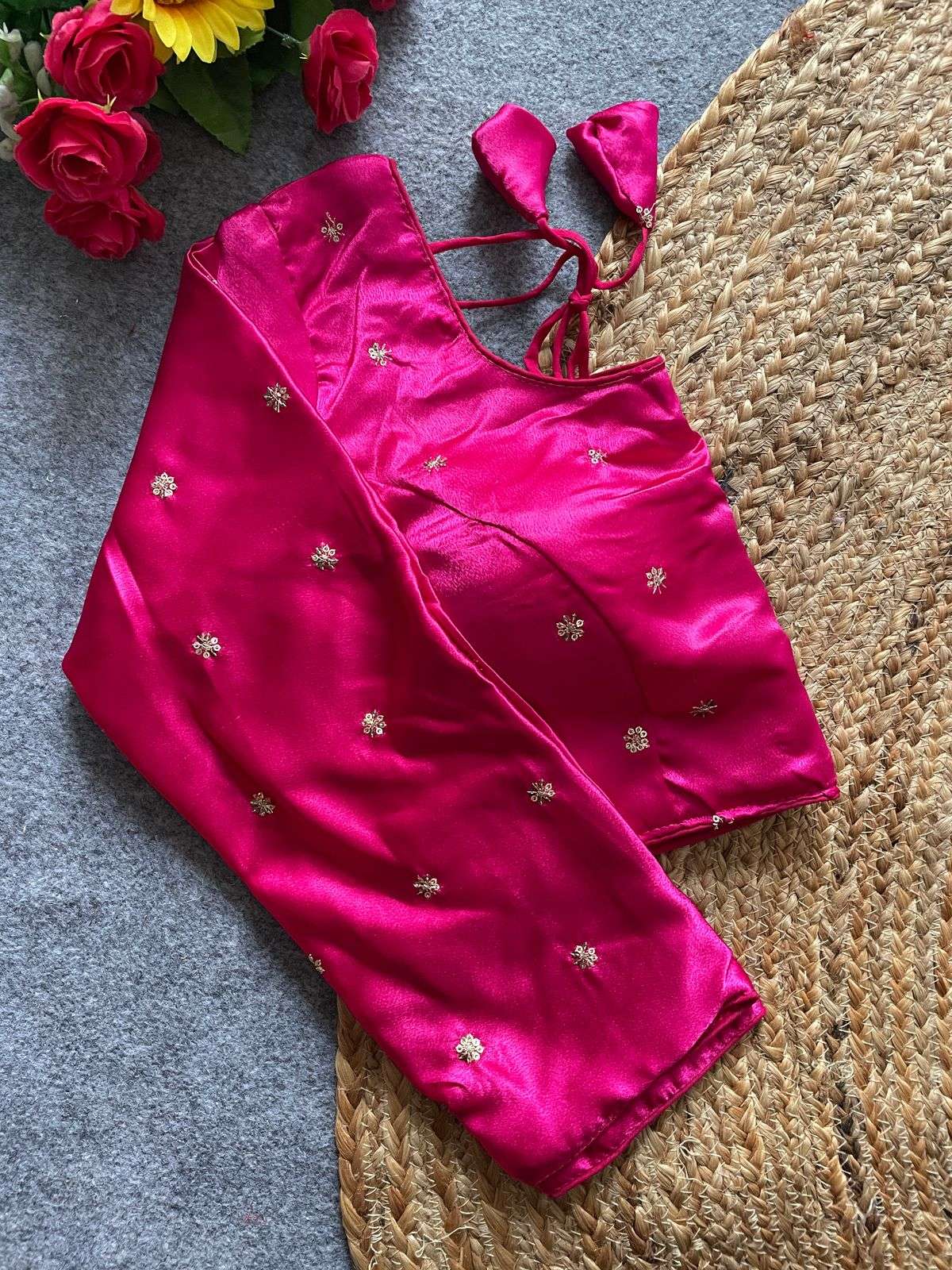 Satin Silk All over Jari Butty Work Fancy Stich blouse Rf