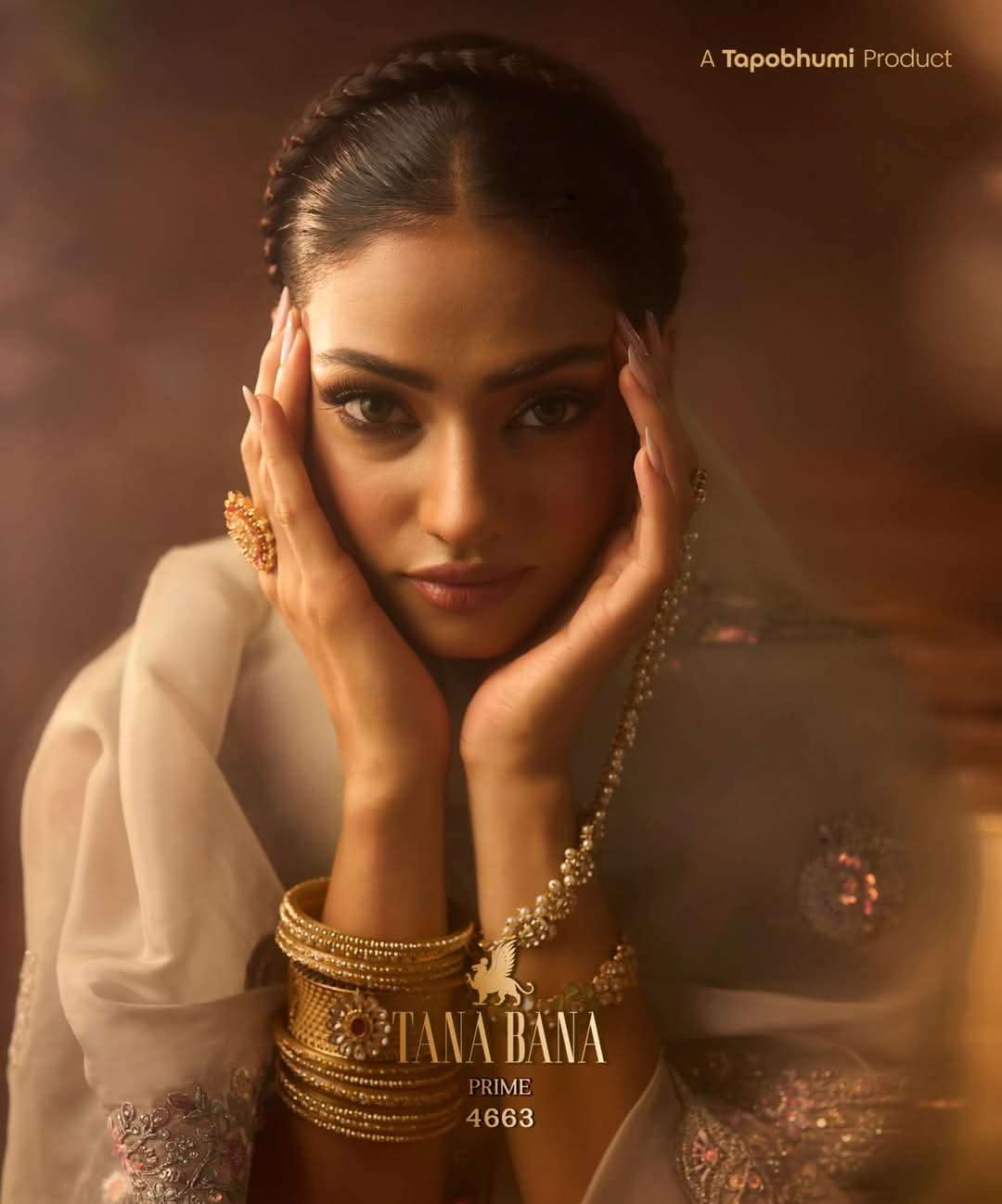 TANA BANA PRIME 4663 HEAVY EMBROIDERY WORK WITH CRYSTAL SILK FANCY SAREE 