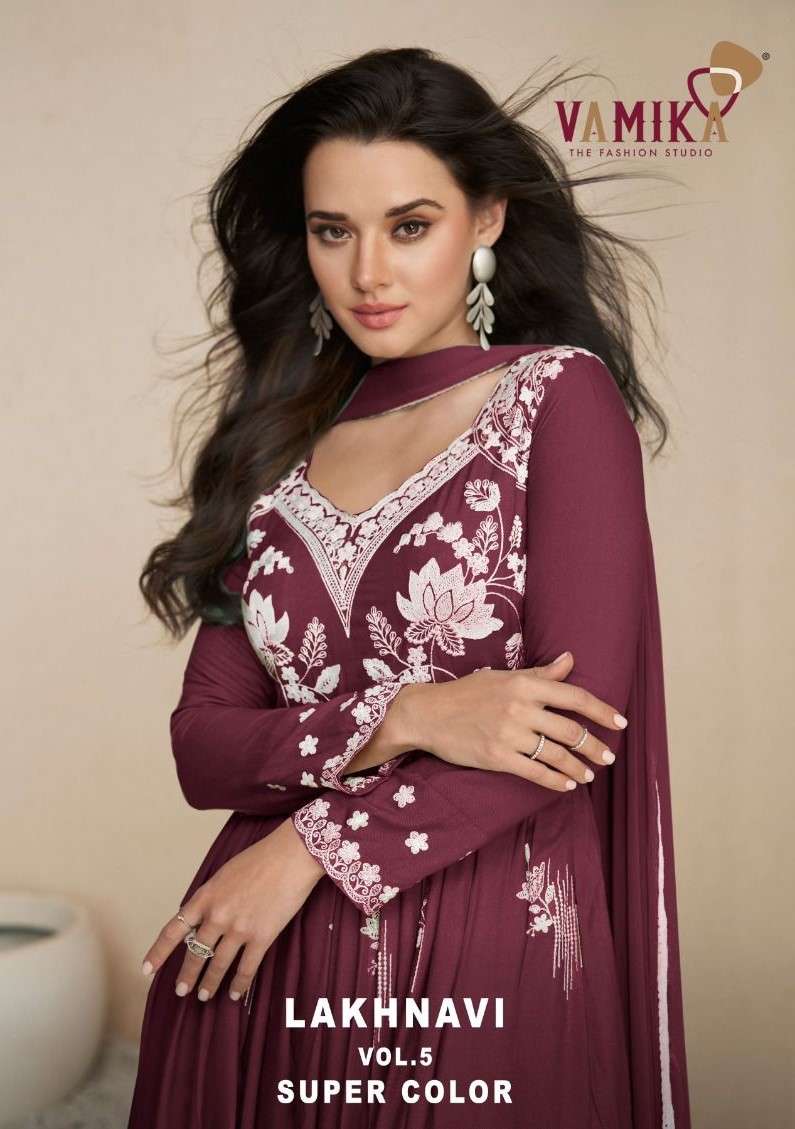 VAMIKA TM LAKHNAVI VOL 5 1027 RAYON LAKHNAVI ANARKALI KURTI PALAZZO SUIT DEALER