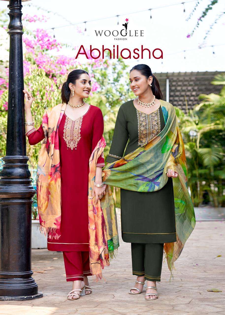 WOOGLEE ABHILASHA BRAND CLOTH VISCOSE HAND WORK READYMADE SUIT DEALER