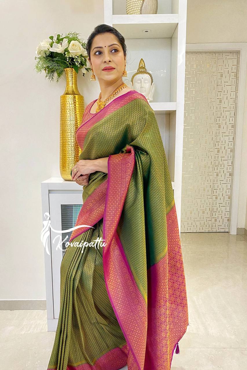 Pure banarasi katan silk saree violet and teal green with zari woven f –  Cherrypick