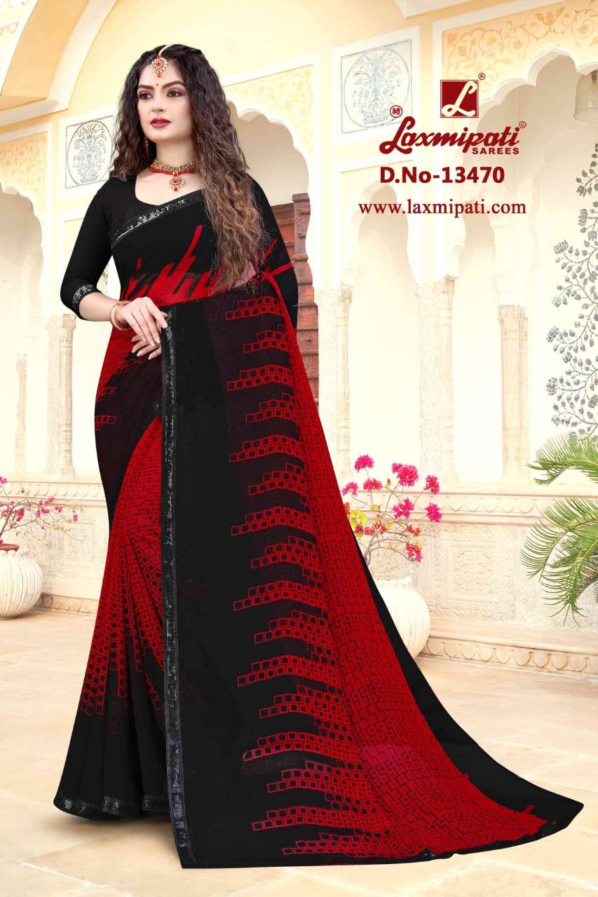 Laxmipati Georgette Red & Green Saree (5533) in Kota-Rajasthan at best  price by Kala Kunj Saree & Suits - Justdial