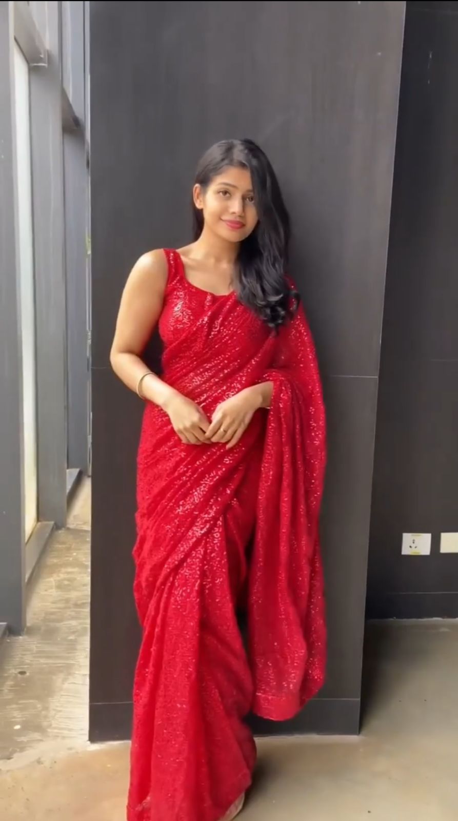 Red Color Georgette With Fully Sequence Work Saree Collection At Best Online Rate