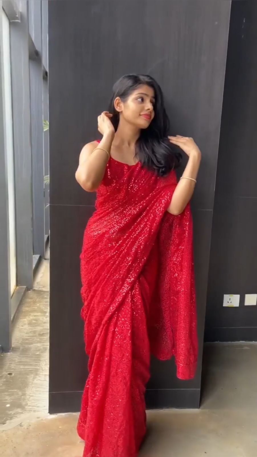 Red Color Georgette With Fully Sequence Work Saree Collection At Best Online Rate