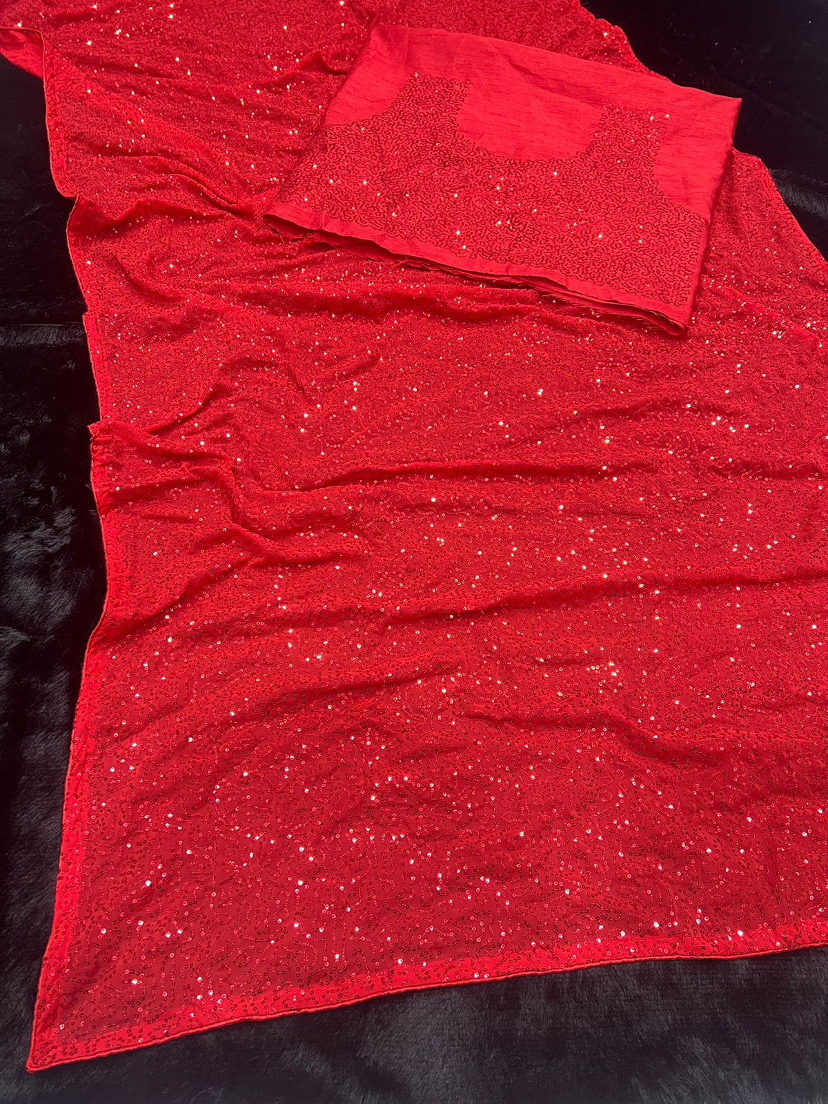 Red Color Georgette With Fully Sequence Work Saree Collection At Best Online Rate