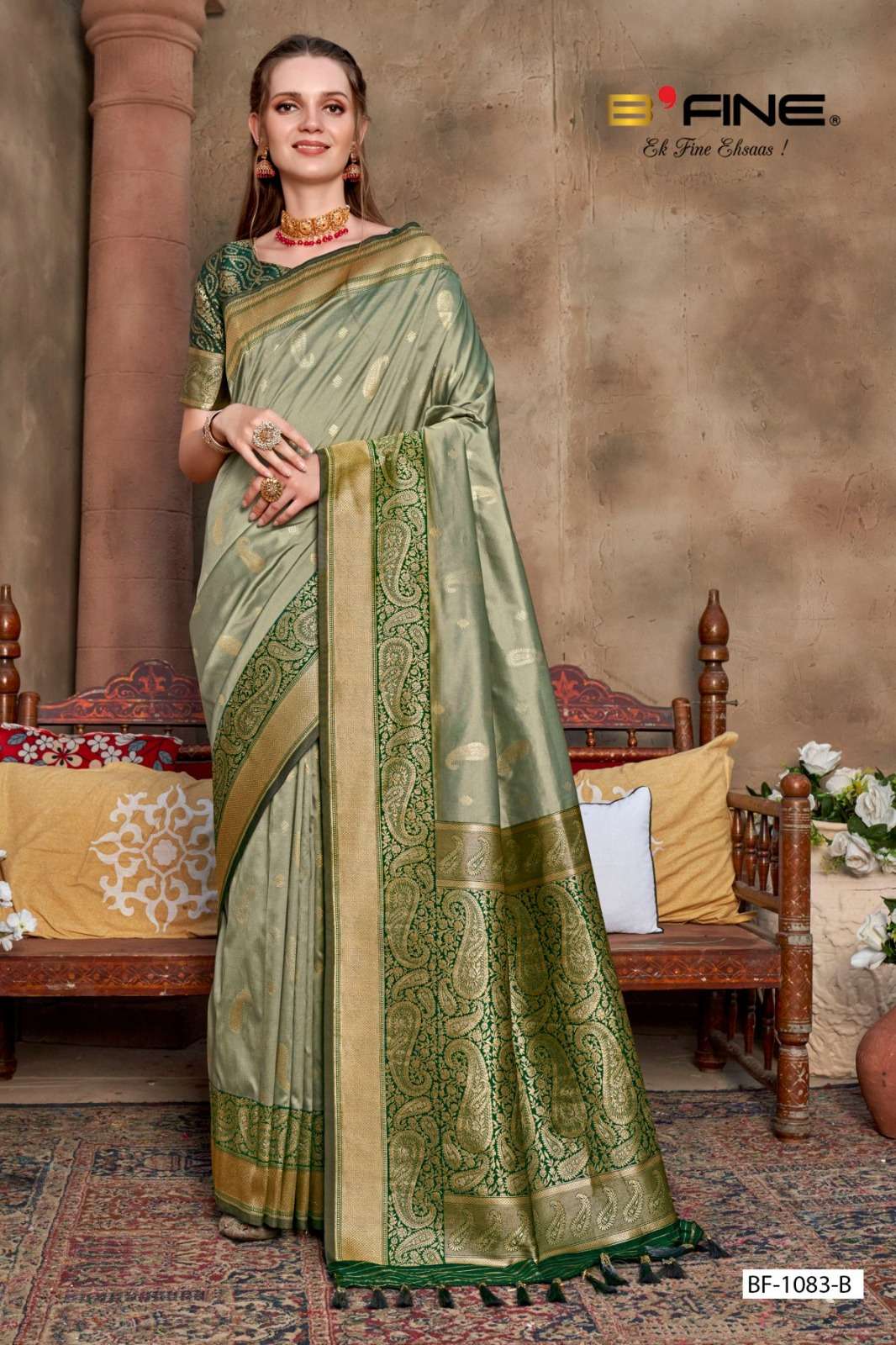 Embroidered Saree Online | Buy Grey Heavy Embroidered Saree