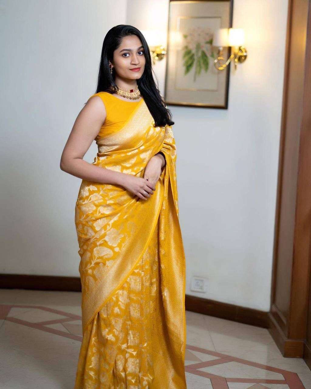 Buy Designer Butterfly Net Yellow Saree for Haldi Function, Wedding Saree  With Embroidery Thread Work, Bollywood Saree With Lace Border Work Online  in India - Etsy