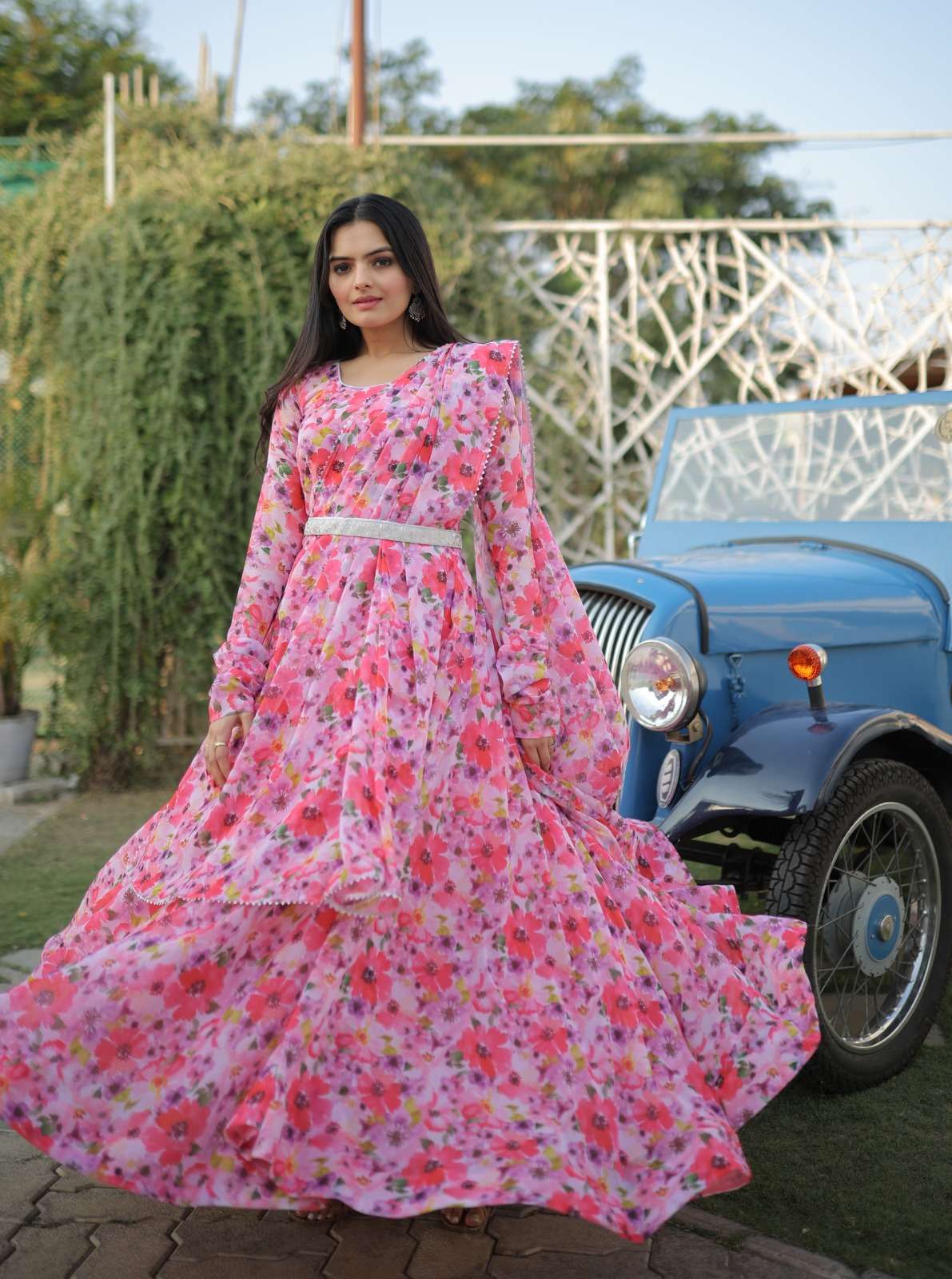 Exclusive Flower Printed Casual WEAR long Gown for Grils Trending Fancy  Party Beautiful long Gown Dress for Girls