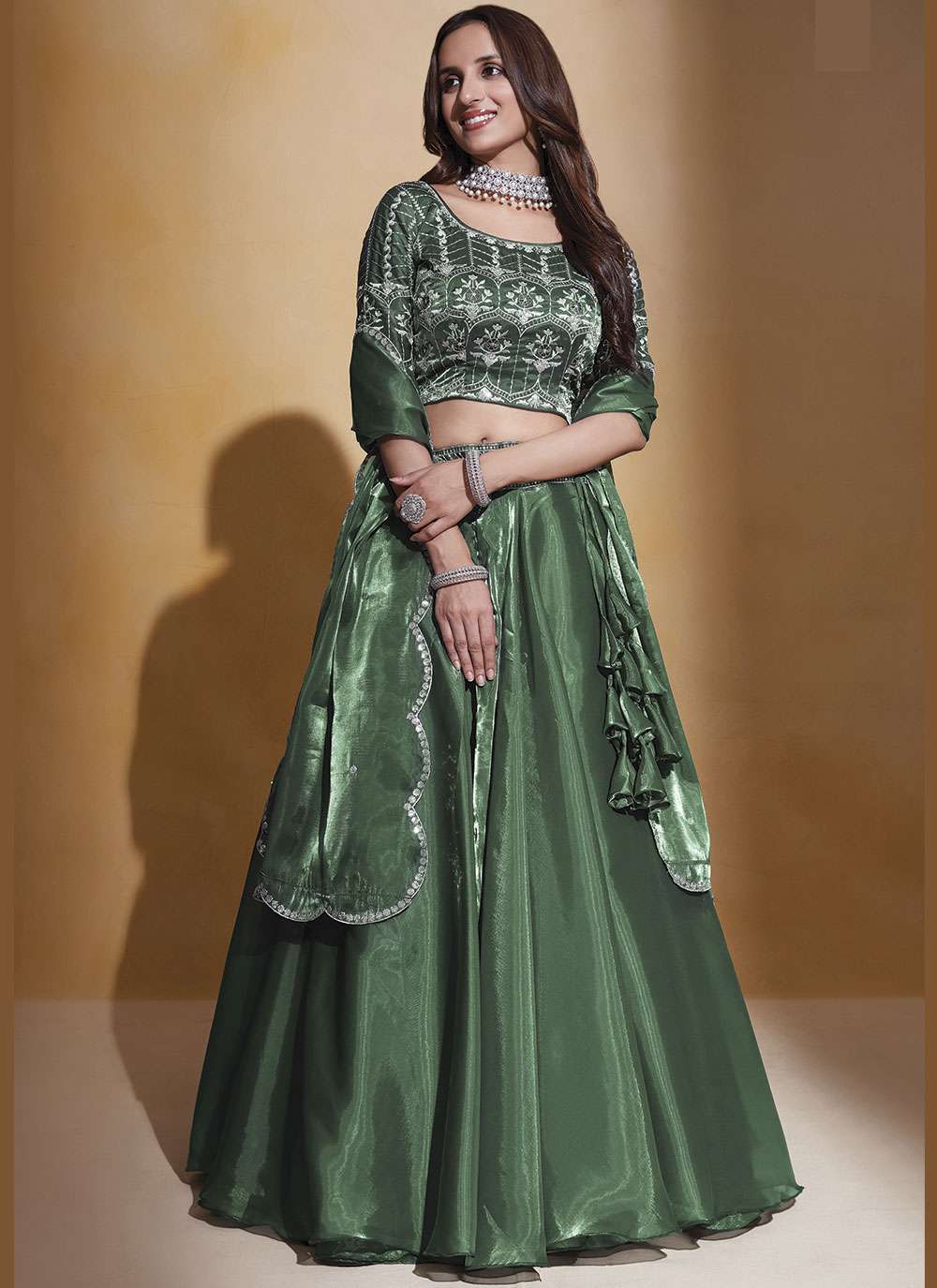 Buy online Women Neo Mint Embroidered Lehenga Choli With Dupatta from  ethnic wear for Women by Mahika for ₹3279 at 67% off | 2024 Limeroad.com
