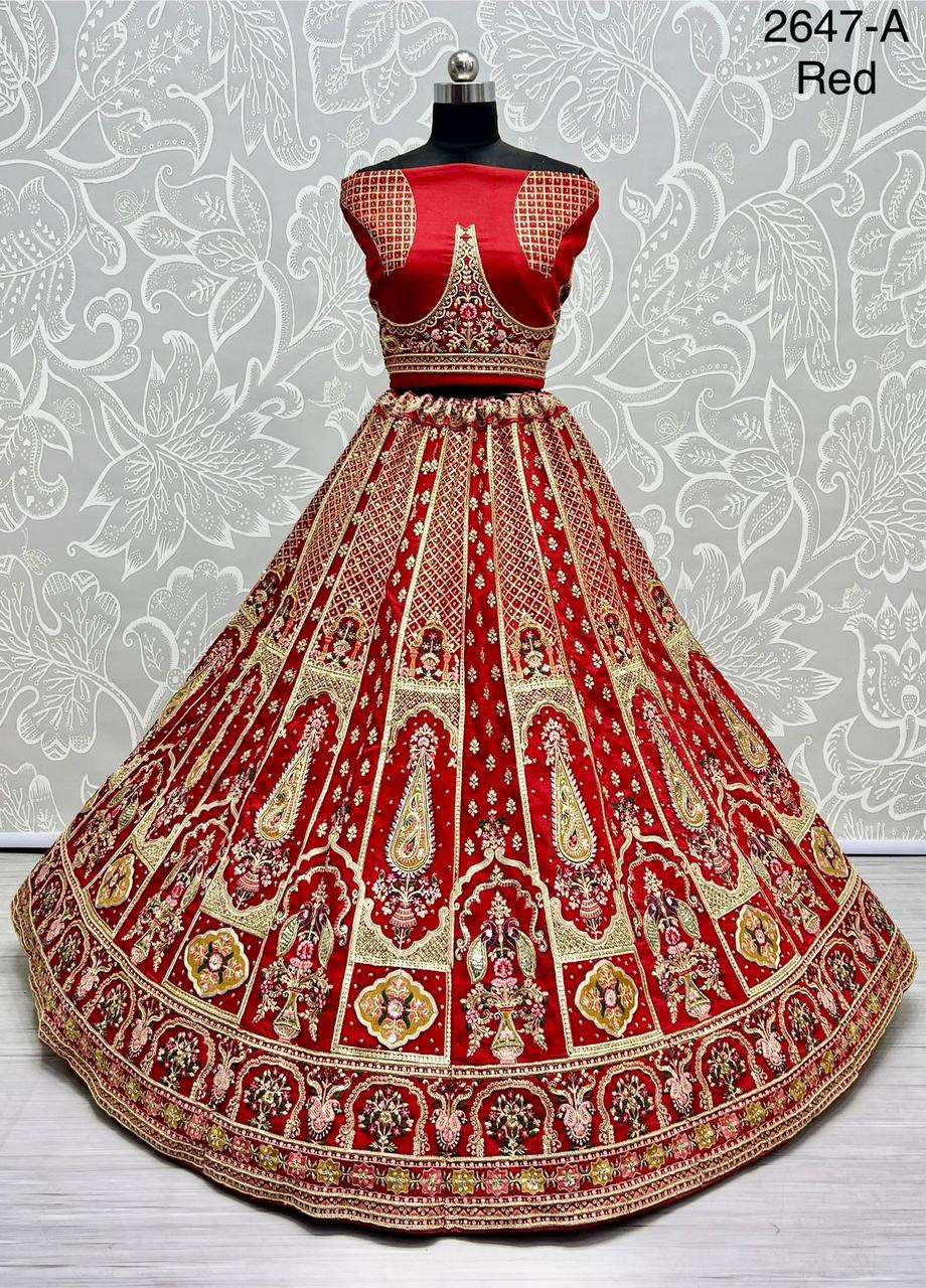 Buy White Silk Dori, Embroidered, Khatli, Sequins, Thread, Zardosi and Zari  Work A - Line Lehenga Choli for Bridal Online -