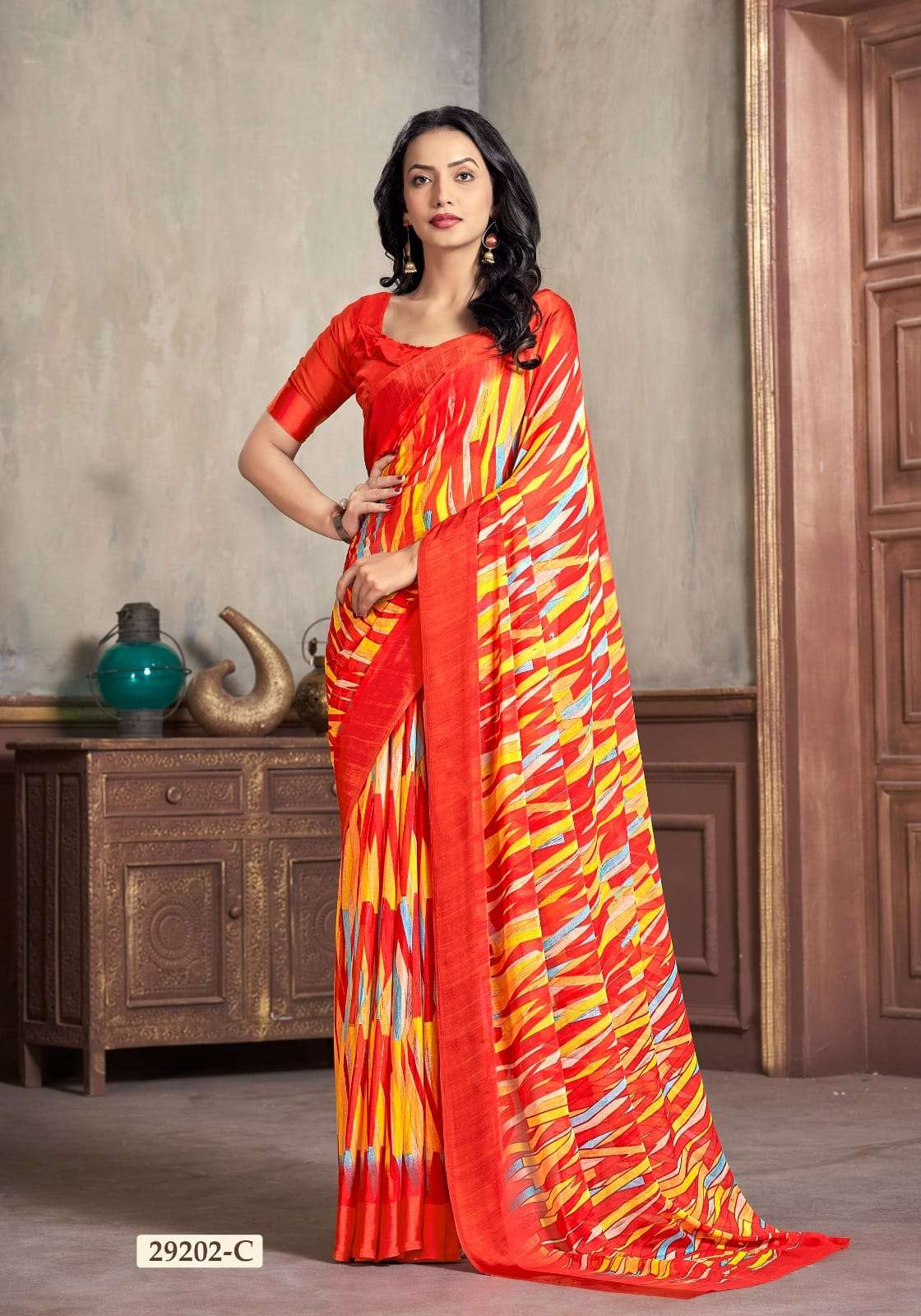 Laxmipati Satin Silk Red & Mustard Saree (5686) in Pune at best price by  Vastrakala Paithani and Silk Sarees - Justdial