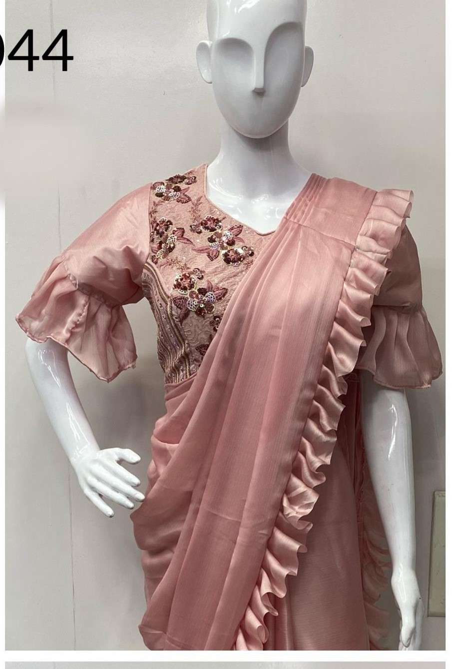 New Look Ruffle Indo Western Saree for Women, Ready to Wear Saree, Indian  Wedding Sangeet Reception Cocktail Dress, Festive Party Wear Saree - Etsy