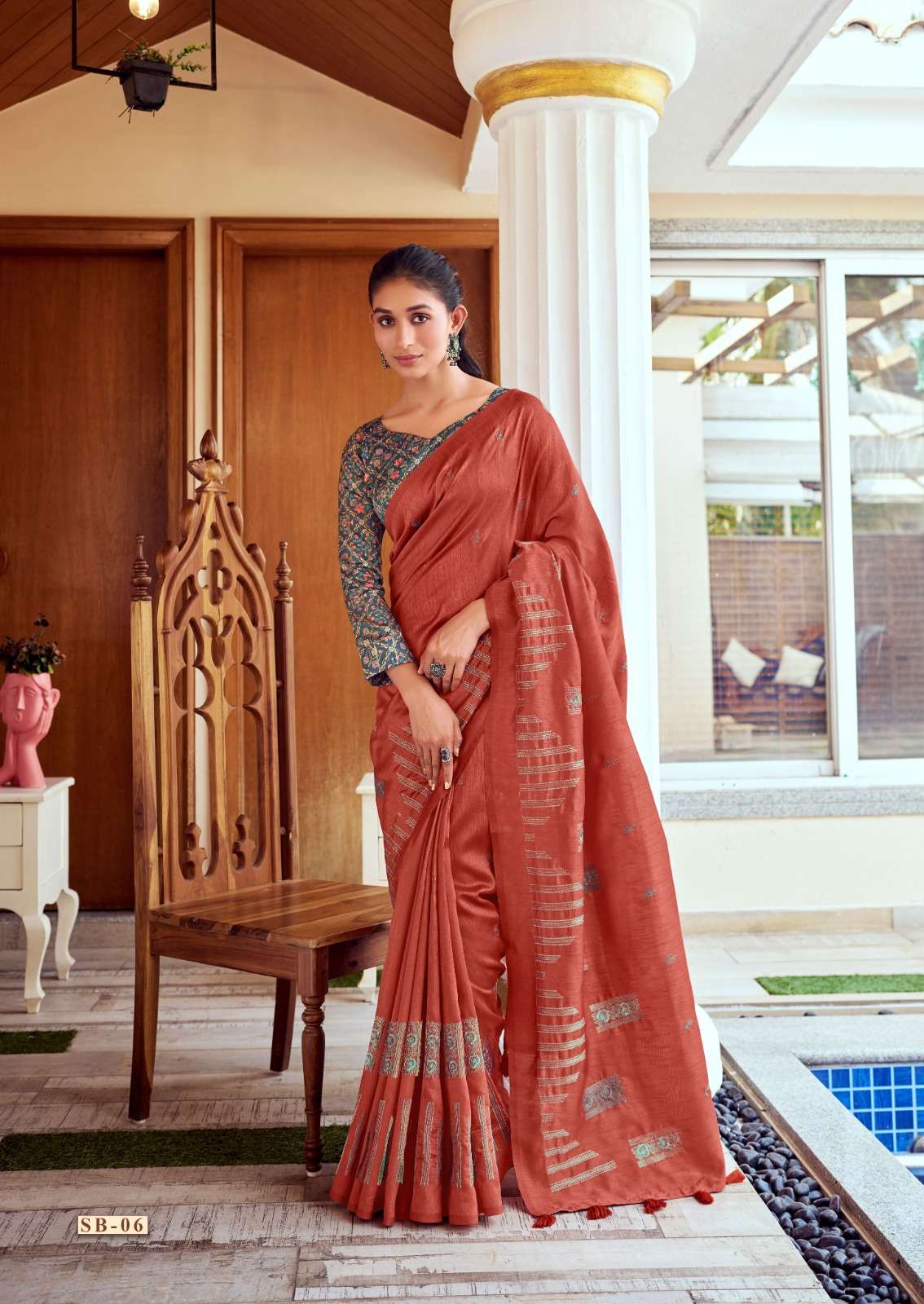 Buy Sutisaree BJM Bagru Print Cotton Mulmul Saree