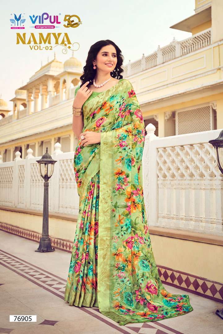 Vipul 16031 colours fancy cotton silk Foil print saree collection  wholesaler surat - NITYANX