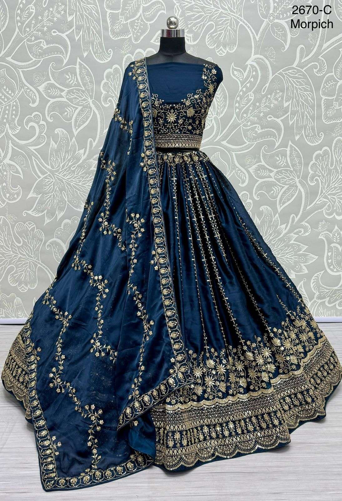 Designer fancy party wear lehenga satin with sequence work semi stitched