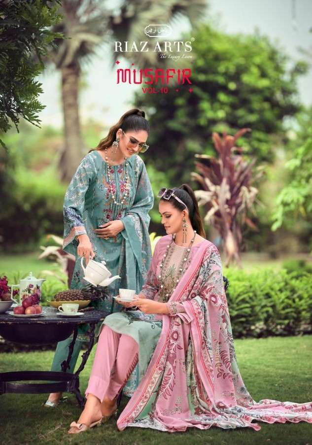 RIAZ ARTS MUSAFIR VOL 10 LAWN COTTON PRINTED FANCY LOOK SUITS