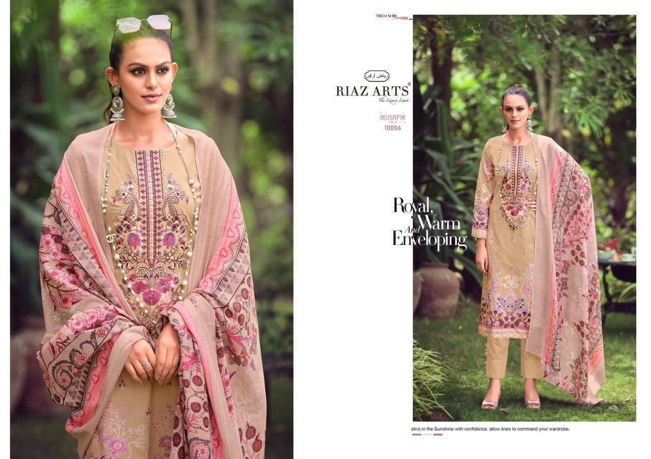 RIAZ ARTS MUSAFIR VOL 10 LAWN COTTON PRINTED FANCY LOOK SUITS