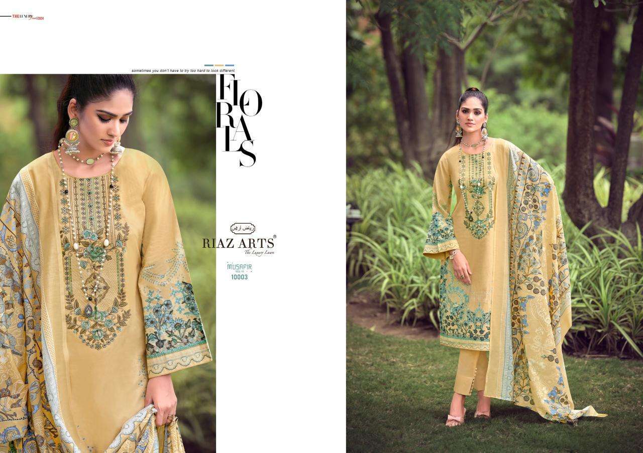 RIAZ ARTS MUSAFIR VOL 10 LAWN COTTON PRINTED FANCY LOOK SUITS