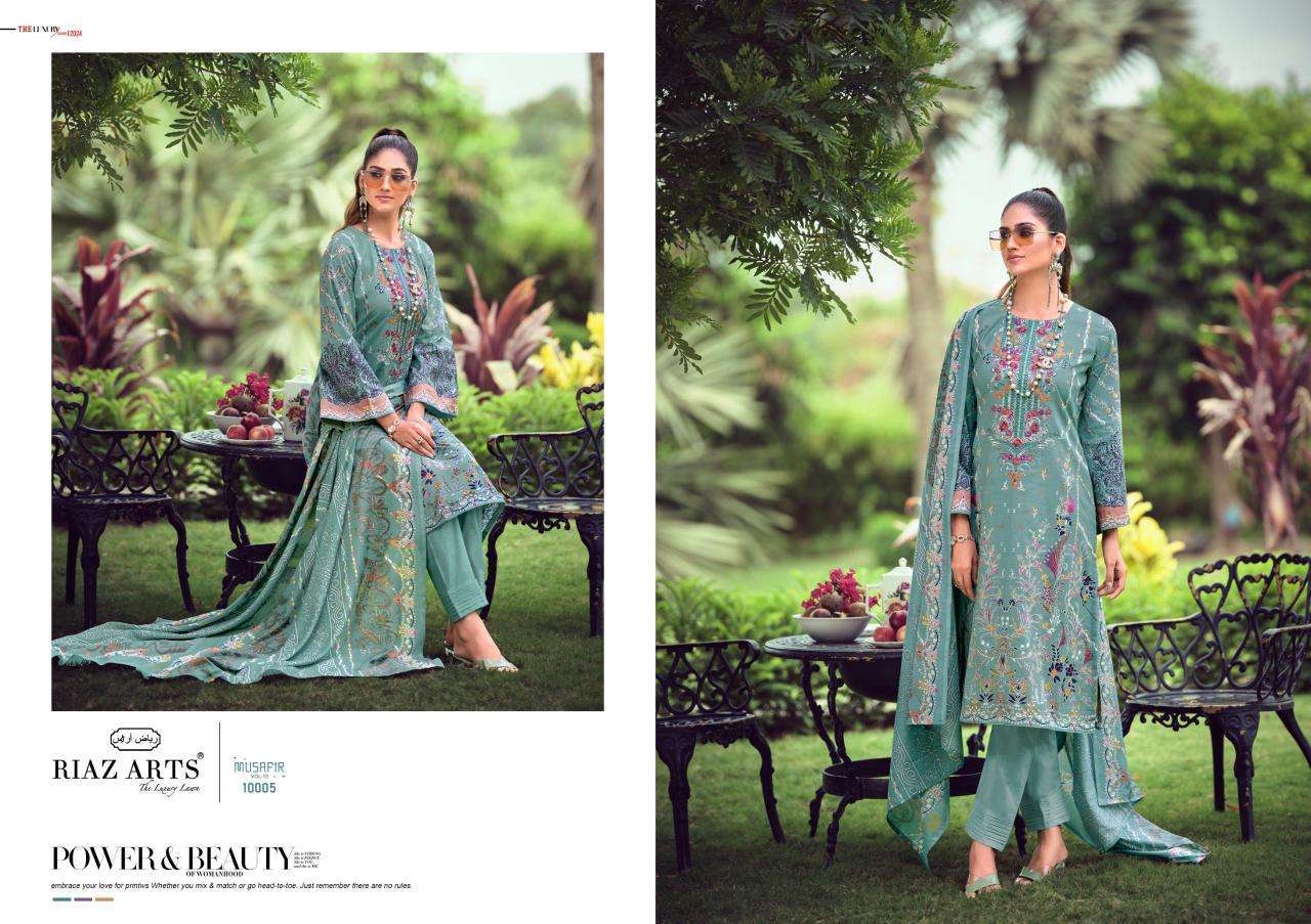 RIAZ ARTS MUSAFIR VOL 10 LAWN COTTON PRINTED FANCY LOOK SUITS