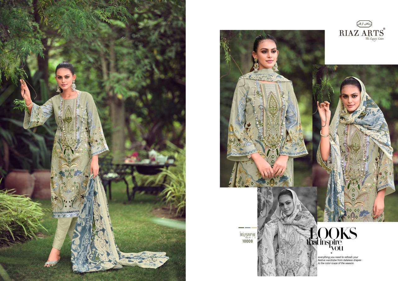 RIAZ ARTS MUSAFIR VOL 10 LAWN COTTON PRINTED FANCY LOOK SUITS