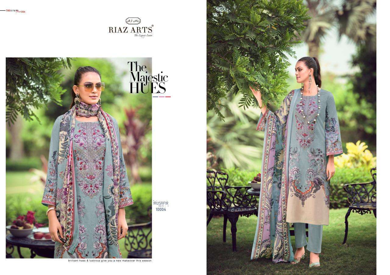 RIAZ ARTS MUSAFIR VOL 10 LAWN COTTON PRINTED FANCY LOOK SUITS