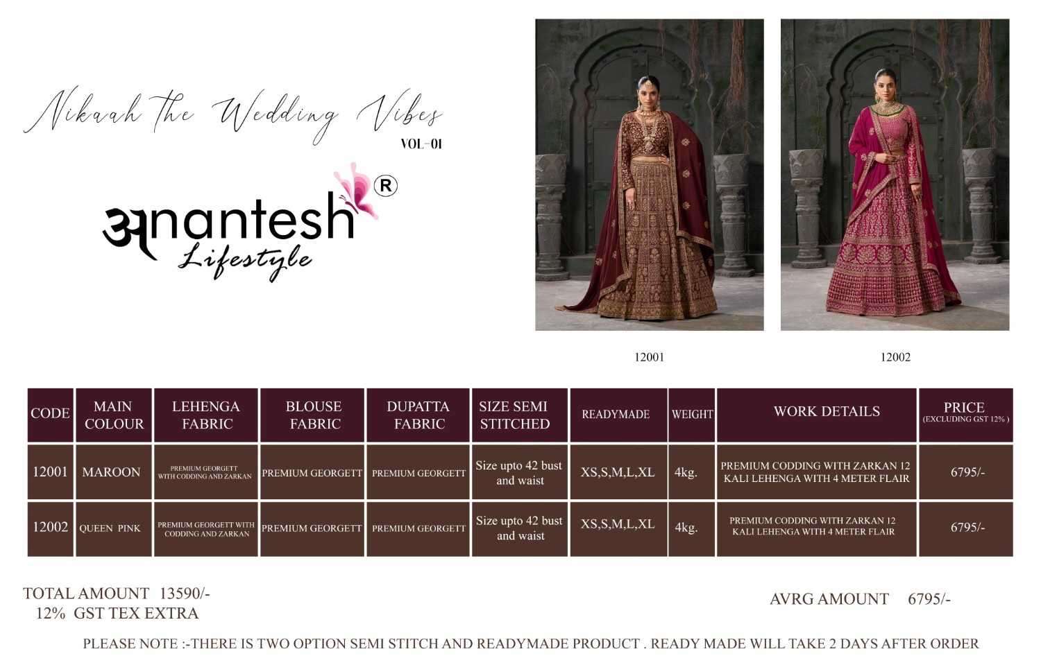 ANANTESH LIFESTYLE NIKAH THE WEDDING VIBES VOL 1 SPECIAL DESIGNER HEVAY LOOK LEHENGA CHOLI 