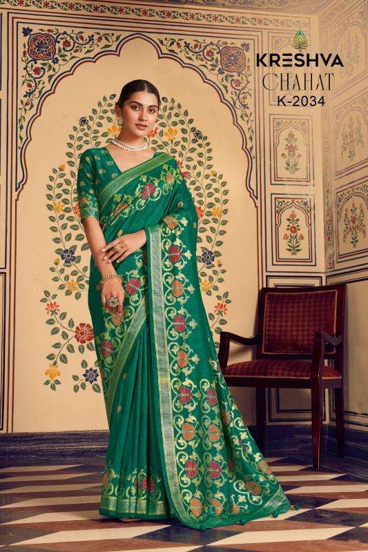 KRESHVA CHAHAT SOFT BANARASI SILK WEAVING DESIGN SAREE 