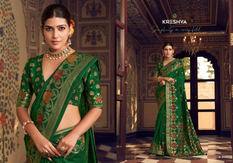 KRESHVA CHAHAT SOFT BANARASI SILK WEAVING DESIGN SAREE 