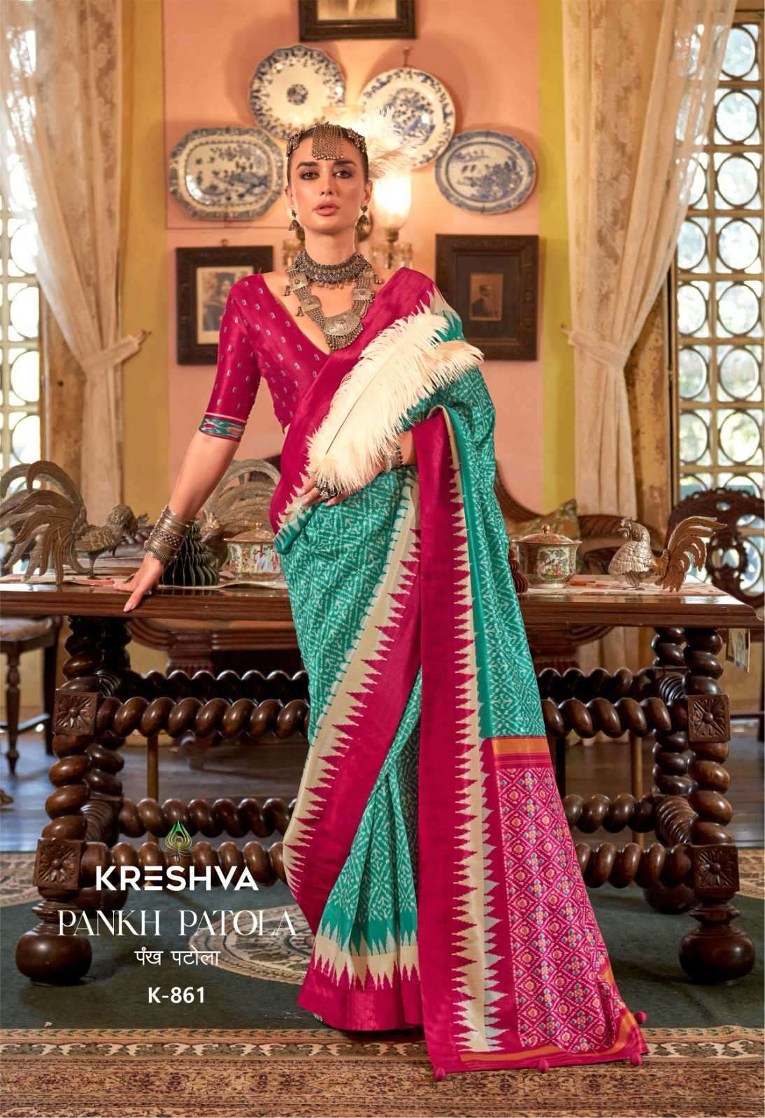 KRESHVA PANKH PATOLA SOFT SILK PATOLA DESIGN SAREE
