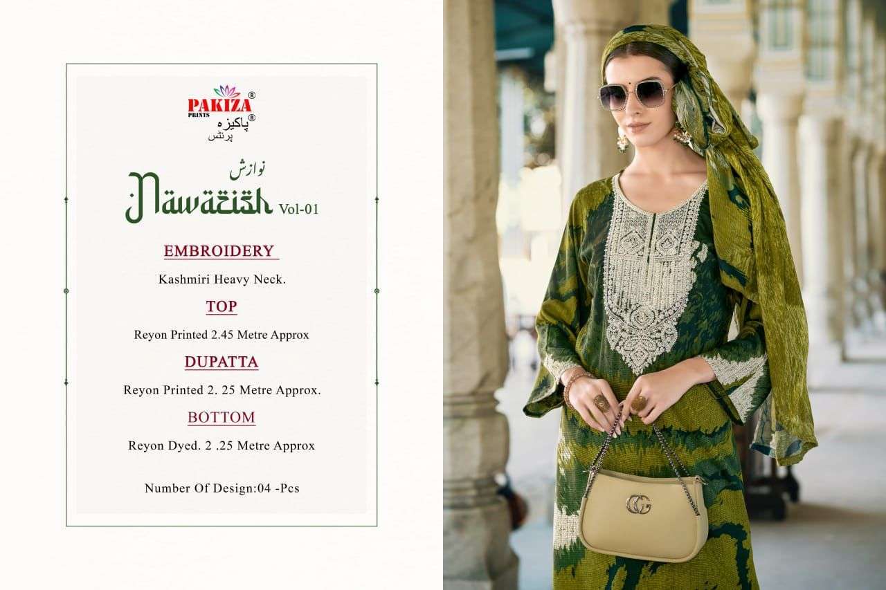 PAKIZA PRINT NAWAZISH VOL 1 RAYON SALWAR SUIT SUPPLIER CATALOG ONLINE