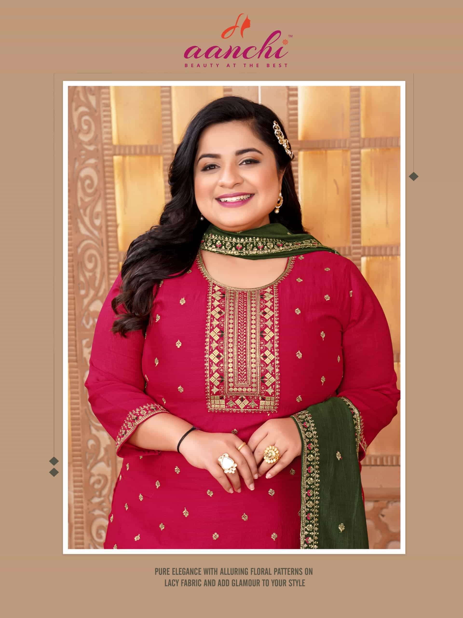 AANCHI PLUS PRANJAL BIG SIZE WOMEN FANCY SILK SUIT FESTIVAL WEAR CATALOG