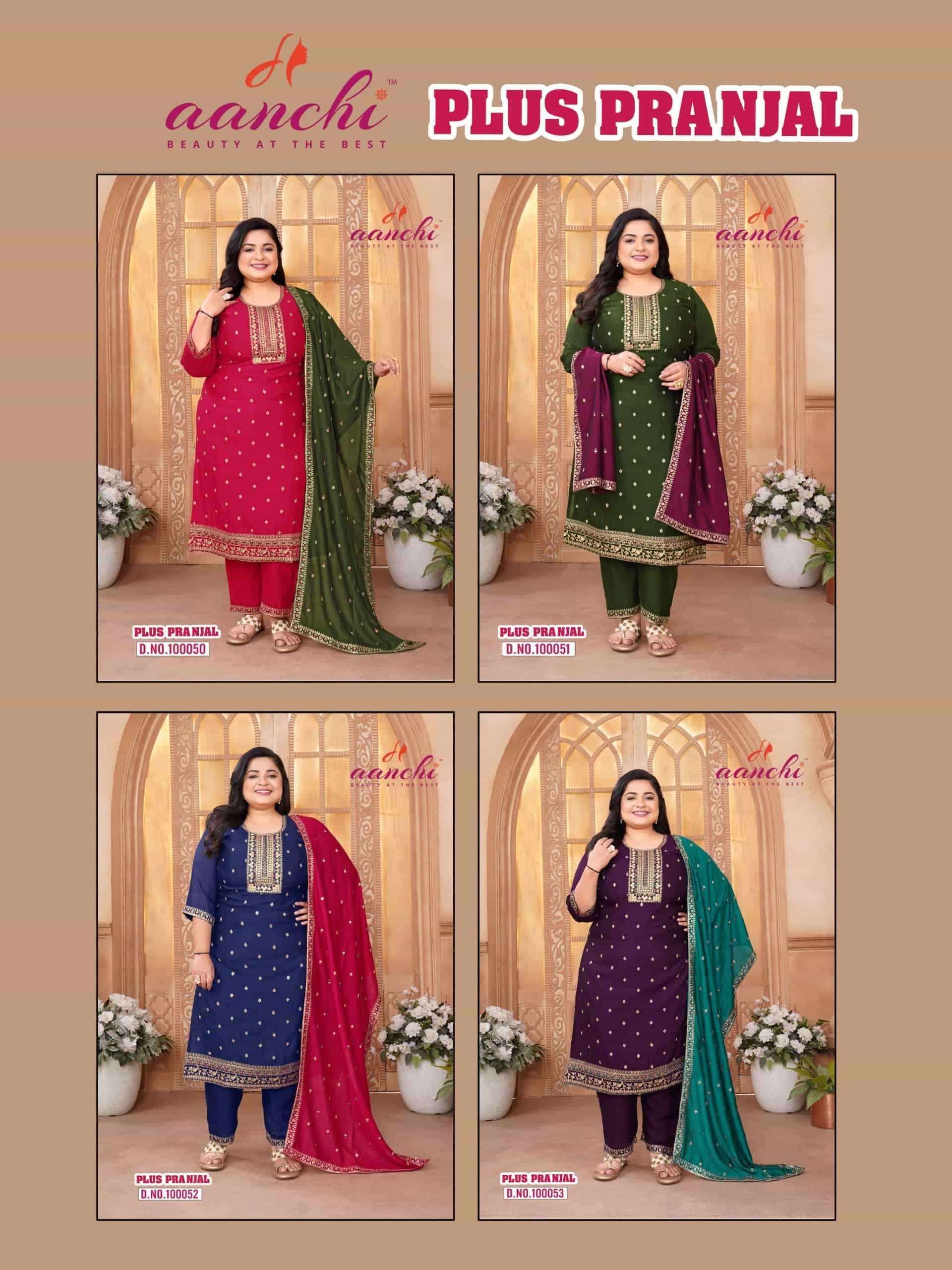 AANCHI PLUS PRANJAL BIG SIZE WOMEN FANCY SILK SUIT FESTIVAL WEAR CATALOG