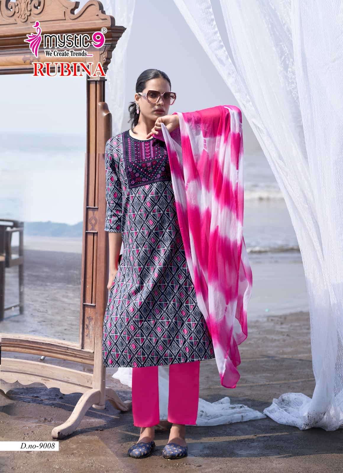 MYSTIC9 RUBINA VOL 9 PREMIUM RAYON STITCHED SUIT WHOLESALE