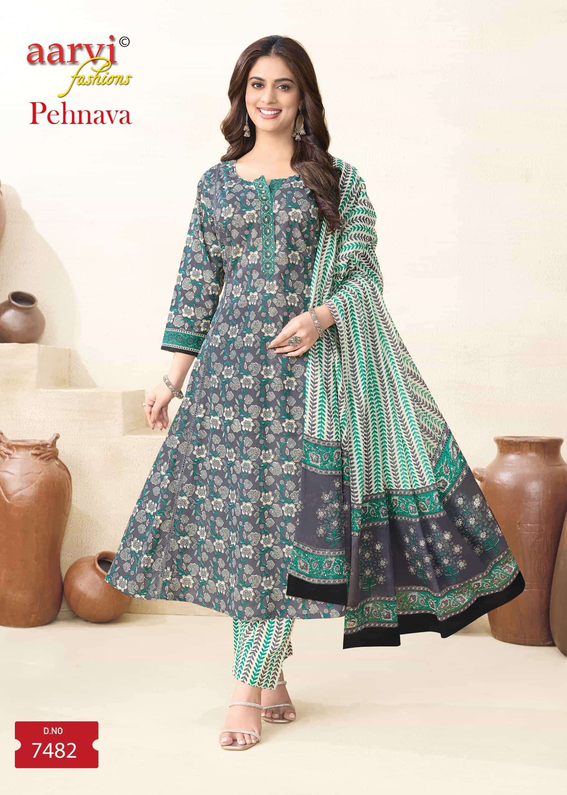 AARVI FASHION PEHNAVA VOL 1 FESTIVAL COTTON ANARKALI SUIT RESELLER SHOP 