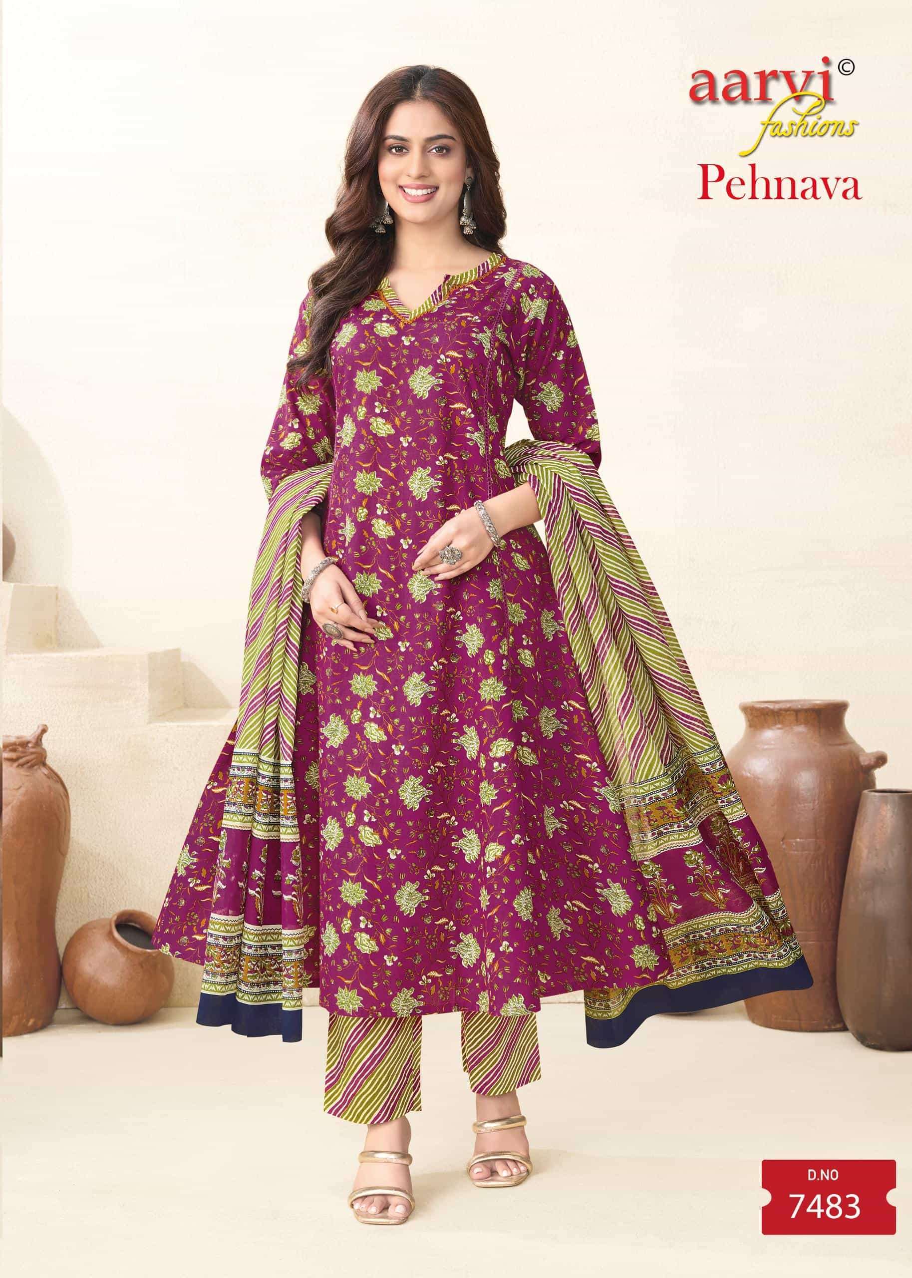 AARVI FASHION PEHNAVA VOL 1 FESTIVAL COTTON ANARKALI SUIT RESELLER SHOP 