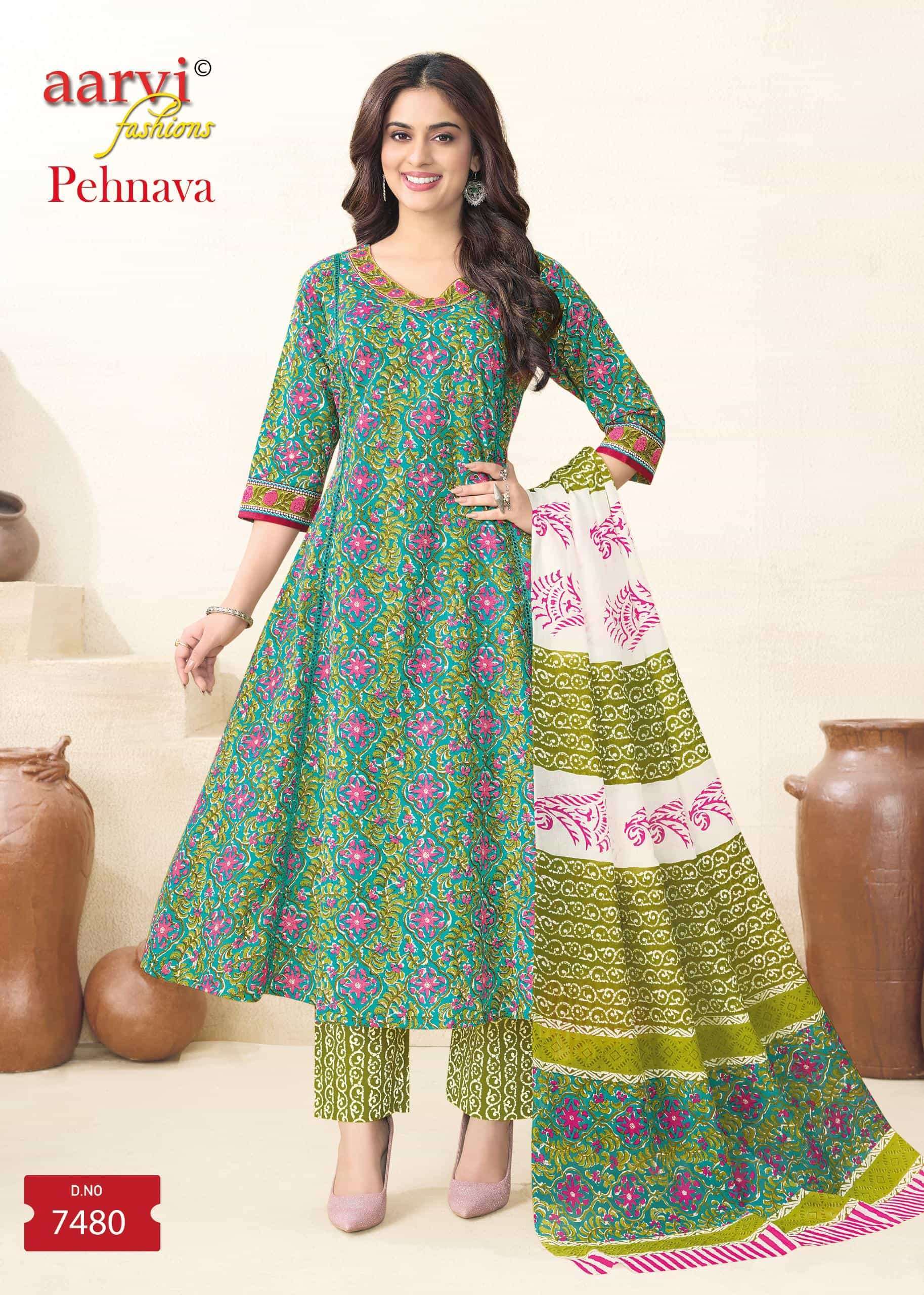AARVI FASHION PEHNAVA VOL 1 FESTIVAL COTTON ANARKALI SUIT RESELLER SHOP 