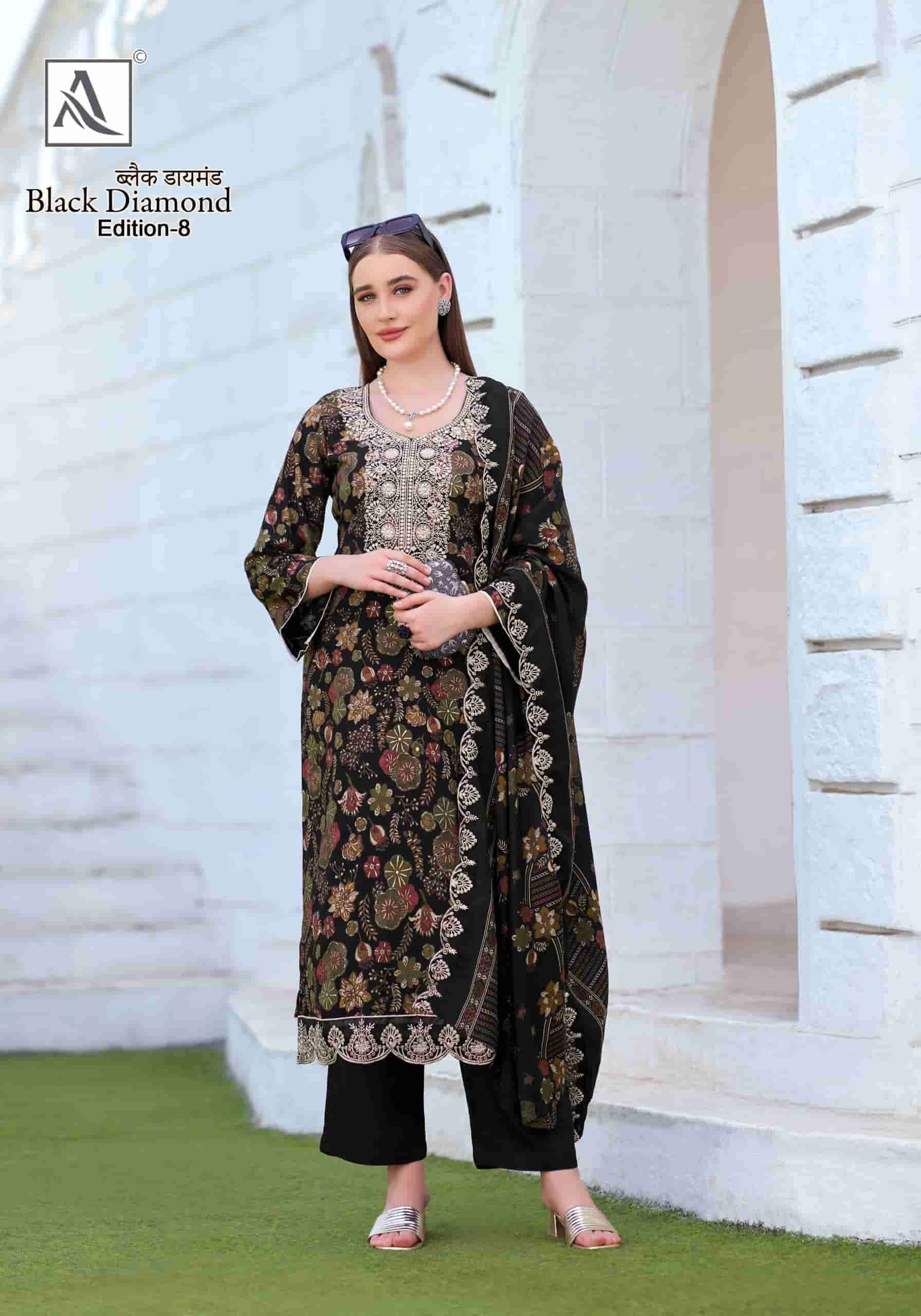 ALOK SUIT BLACK DIAMOND EDITION 8 RAYON FABRIC SALWAR SUIT RESELLER STORE