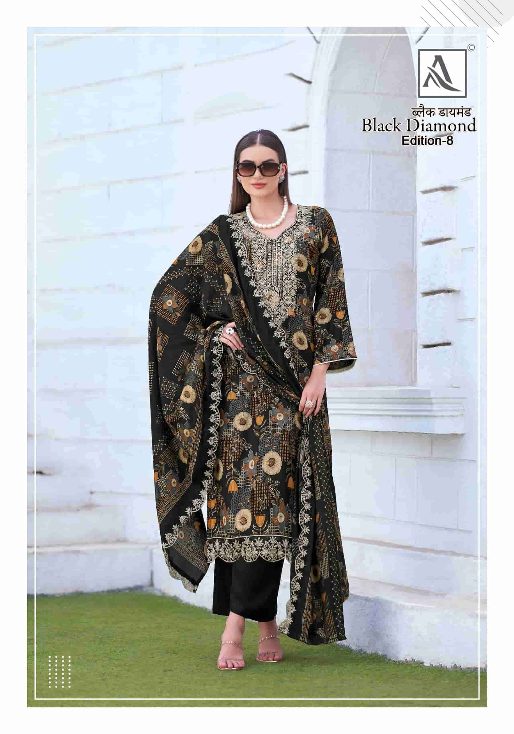 ALOK SUIT BLACK DIAMOND EDITION 8 RAYON FABRIC SALWAR SUIT RESELLER STORE