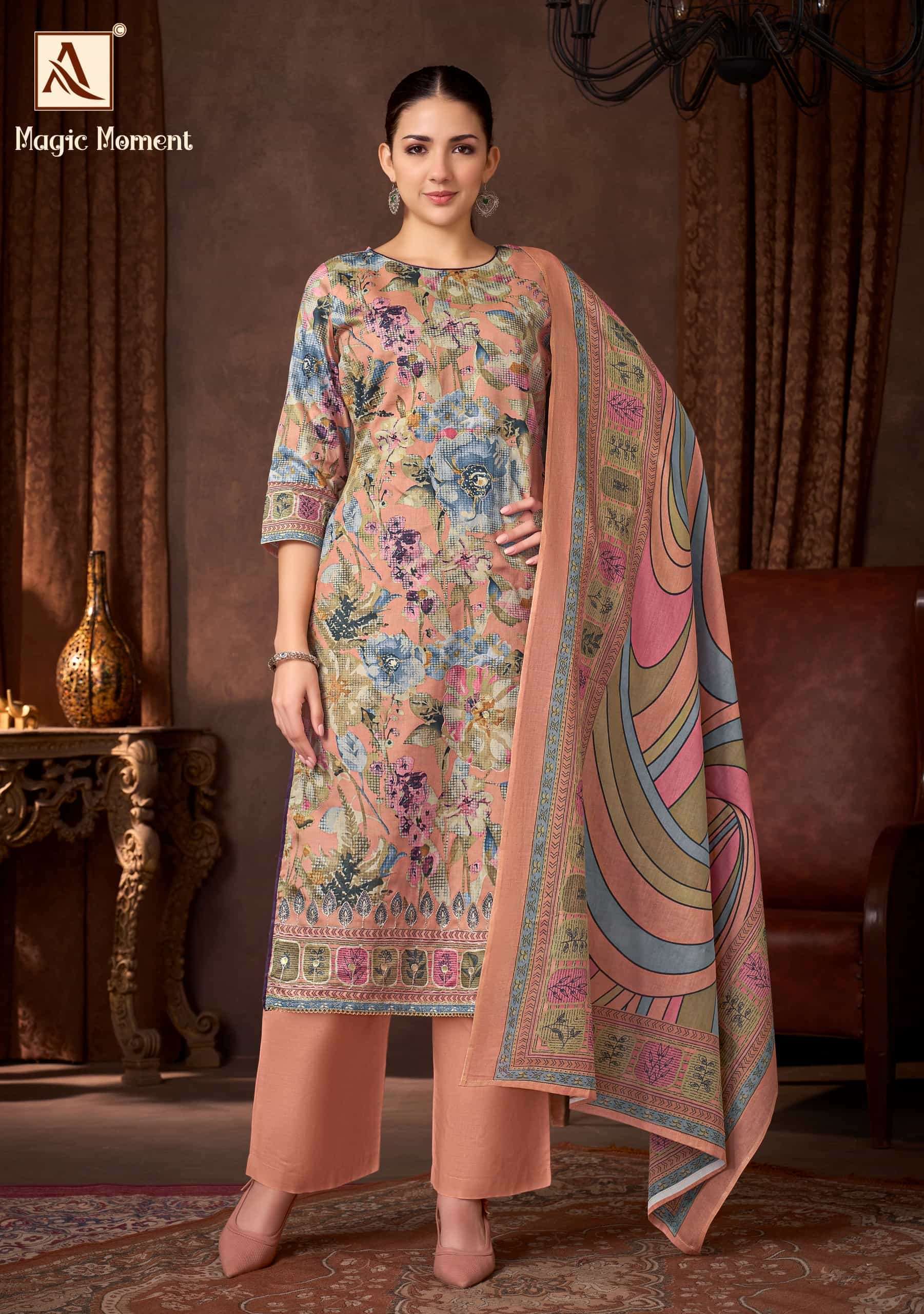 ALOK SUIT MAGIC MOMENT PURE COTTON FANCY LADIES SUIT SUPPLIER 
