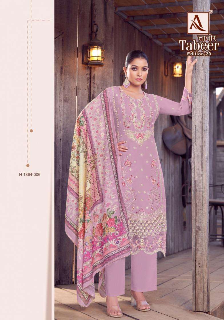 ALOK SUIT TABEER VOL 20 LAWN PAKISTANI PATTERN UNSTITCH SUIT DEALER