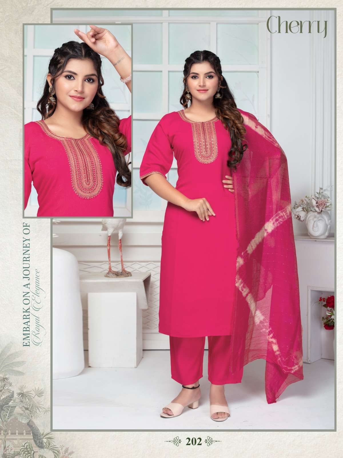 BEAUTY QUEEN CHERRY FANCY REGULAR WEAR READYMADE SUIT SUPPLIER