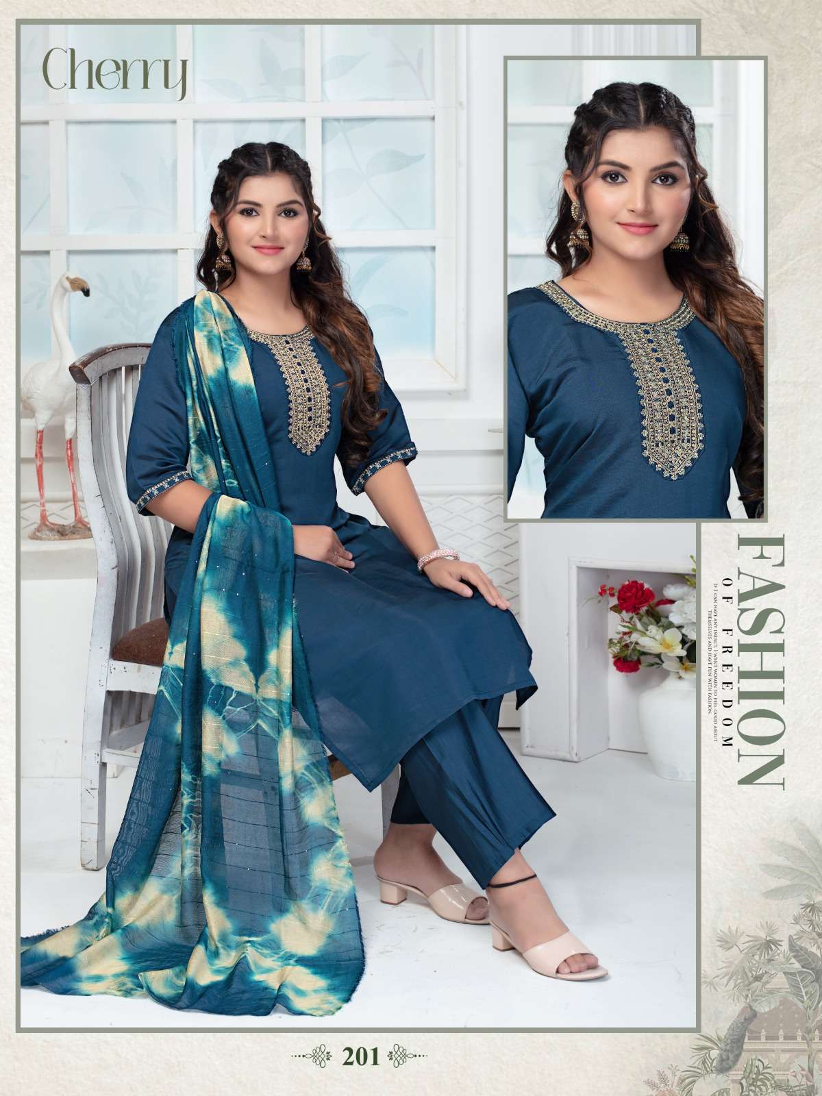 BEAUTY QUEEN CHERRY FANCY REGULAR WEAR READYMADE SUIT SUPPLIER