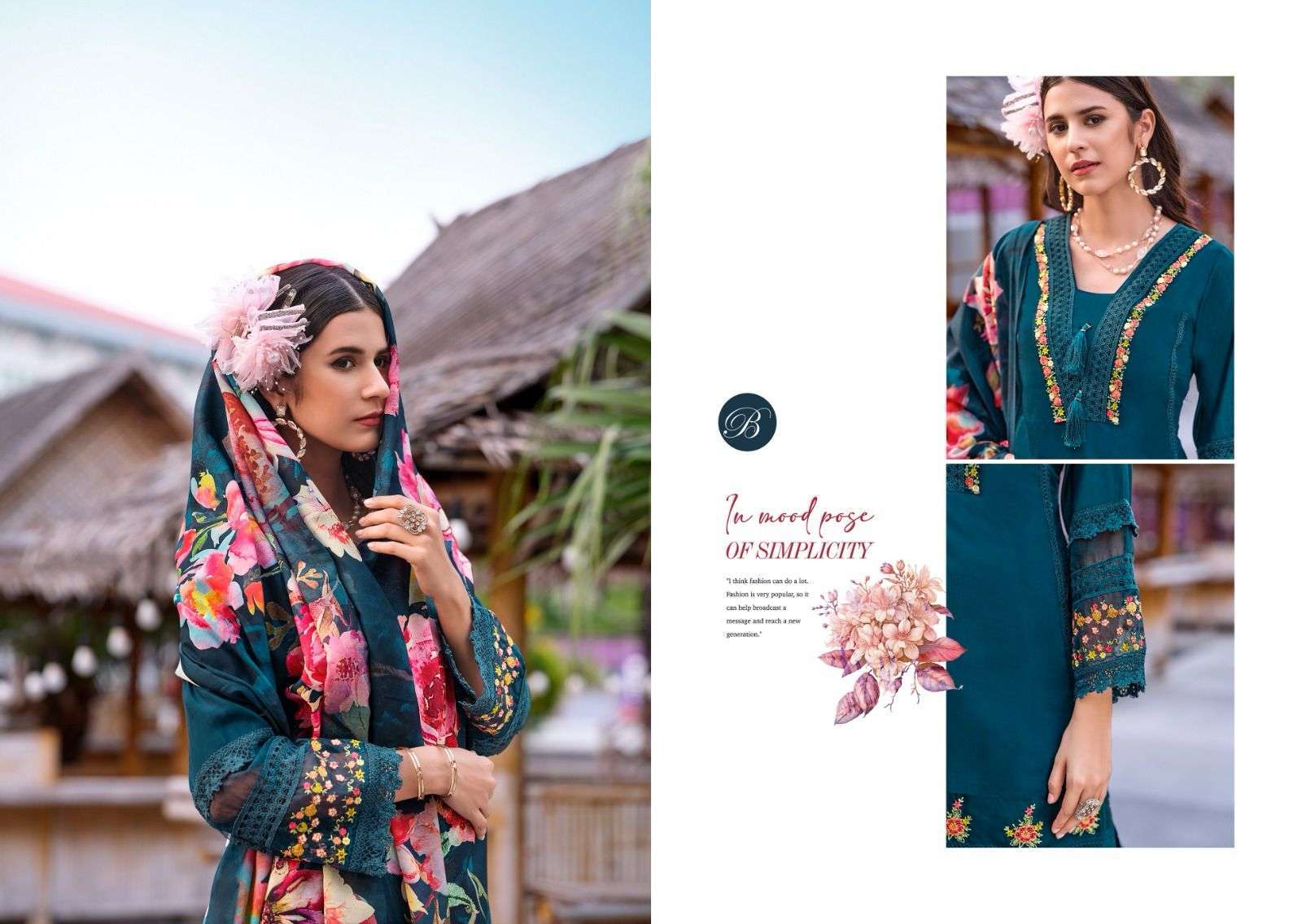 BELLIZA DESIGNER STUDIO MAJESTIC FESTIVAL PAKISTANI DESIGN UNSTITCH OUTFIT RESELLER SHOP