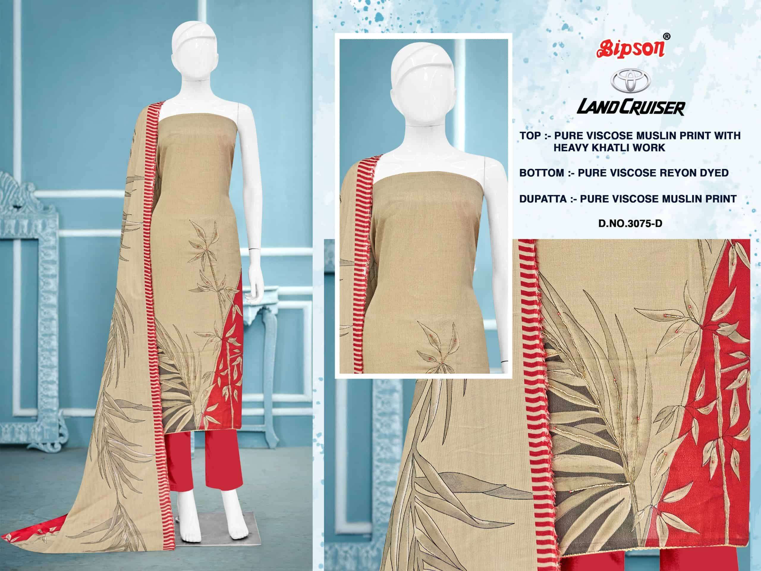 BIPSONE LAND CRUISER 3075 EXCLUSIVE BRAND MUSLIN DESIGN SUIT SUPPLIER