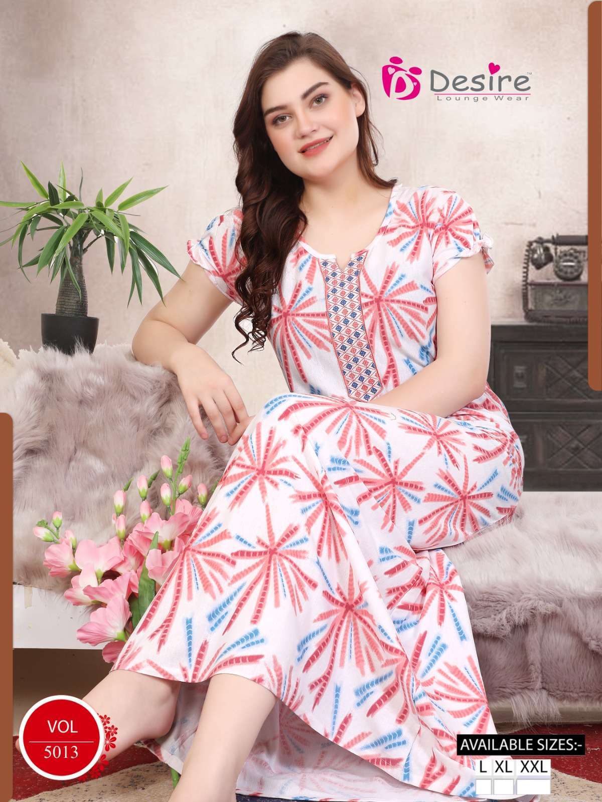 DESIRE VOL 5013 SERIES PRINTED DYED NIGHTY COLLECTION WOMEN SHOP