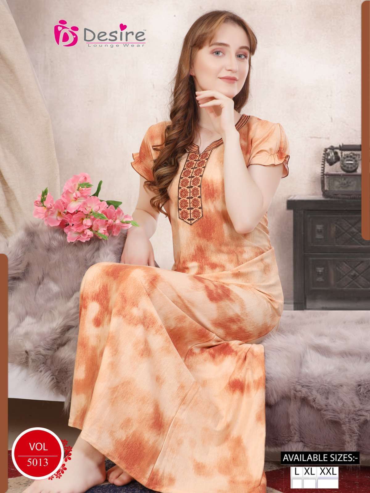 DESIRE VOL 5013 SERIES PRINTED DYED NIGHTY COLLECTION WOMEN SHOP